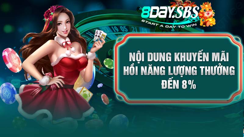Nội dung khuyến mãi hồi năng lượng thưởng đến 8%